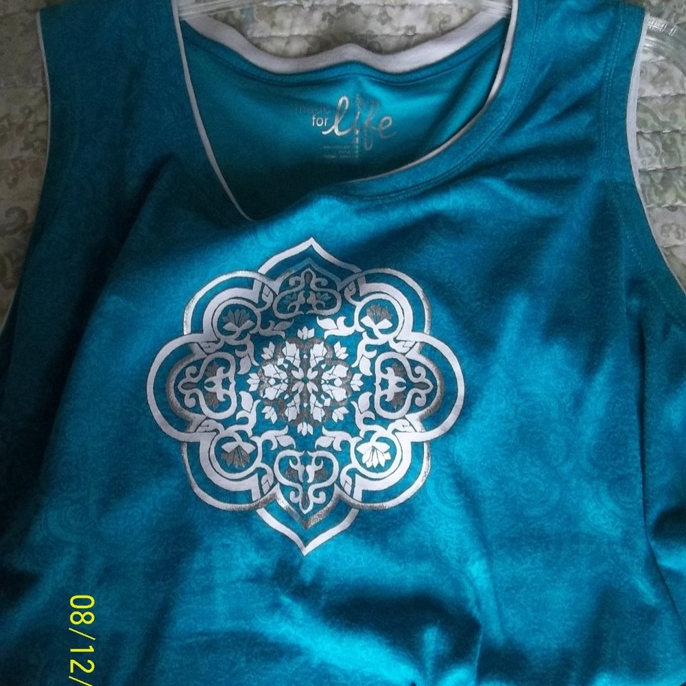 made for Life 2X Aquamarine/White Layered Tank Top - Picture 4 of 5